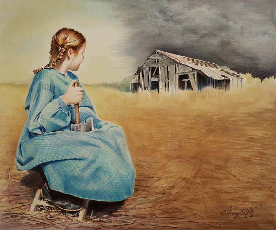 900x750 Girl With Axe Painting By Chad Glass - Painting Axe