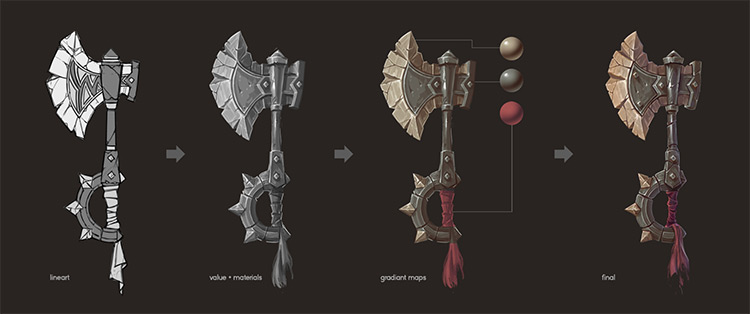 750x314 Battle Axe Weapon Gallery For Concept Art Inspiration - Painting Axe