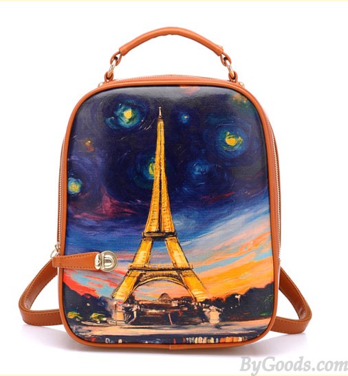 506x547 Fresh Graffiti Eiffel Tower Painting Backpack Fashion Backpacks - Painting Backpack
