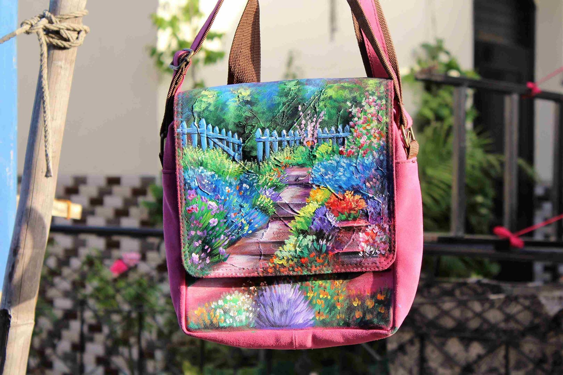 1920x1280 Landscape Painting On Leather Cross Body Sling Bagmessengersling - Painting Bag