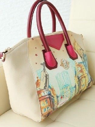 313x418 Retro Style Colored Painting One Shoulder Tote Bag - Painting Bag