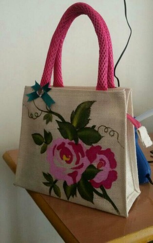 314x500 Hand Painted Jute Bag - Painting Bag