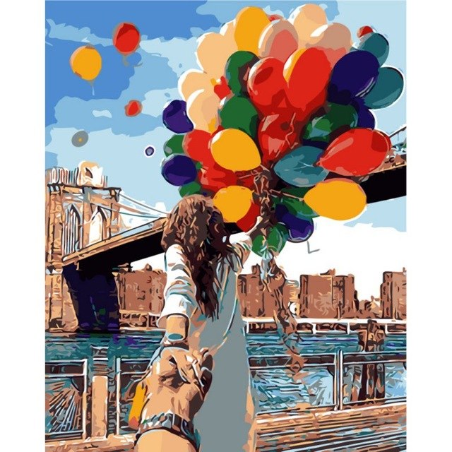 640x640 Oil Painting Diy Handpainted On Canvas Statue Of Liberty Romanti - Painting Balloons On Canvas