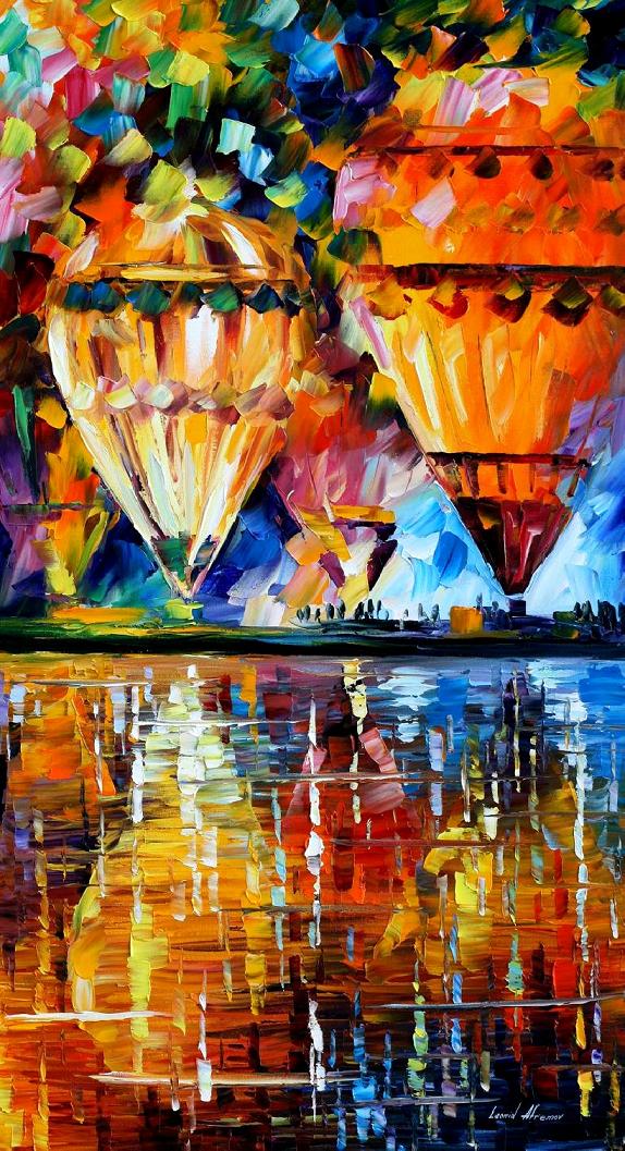 574x1057 Balloon Reflections Palette Knife Oil Painting On Canvas By - Painting Balloons On Canvas