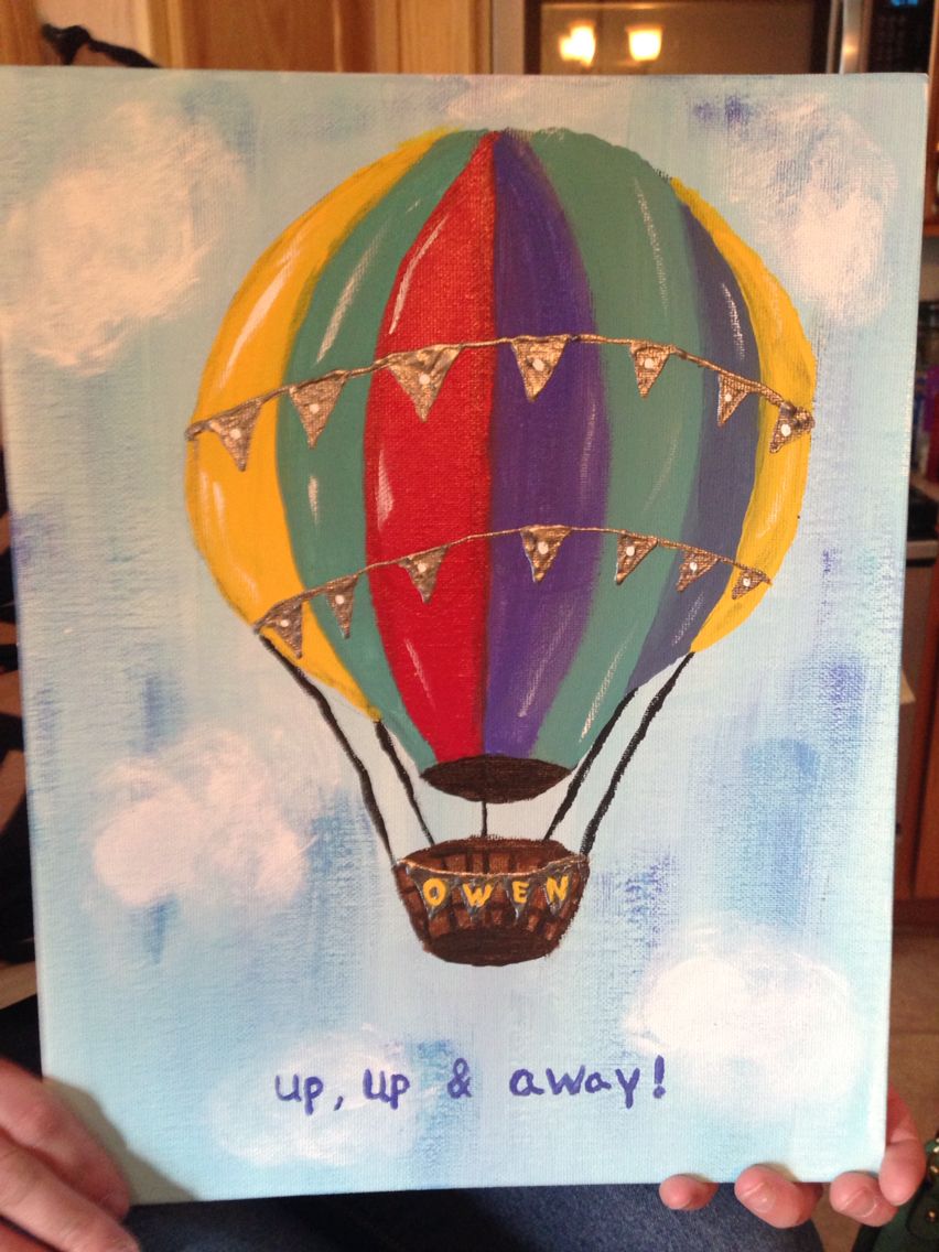 852x1136 Baby Shower Guestbook Hot Air Balloon On Canvas With Acrylic Paint - Painting Balloons On Canvas