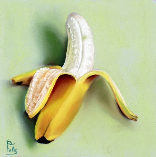 517x521 Simple Elegant Banana Pastel Painting Sold Ria Hills - Painting Banana
