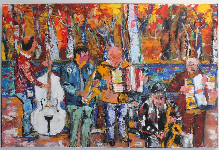 770x529 Saatchi Art Band In Madrid Painting By Mario Merchan - Painting Band