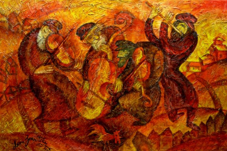 770x513 Saatchi Art Old Klezmer Band Painting By Leon Zernitsky - Painting Band