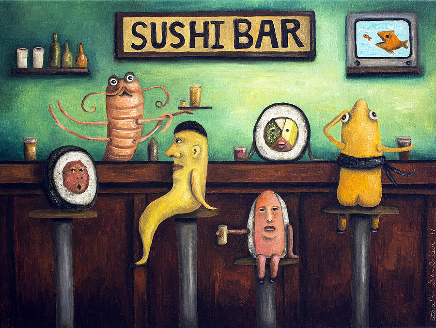 900x676 The Sushi Bar Painting By Leah Saulnier The Painting Maniac - Painting Bar