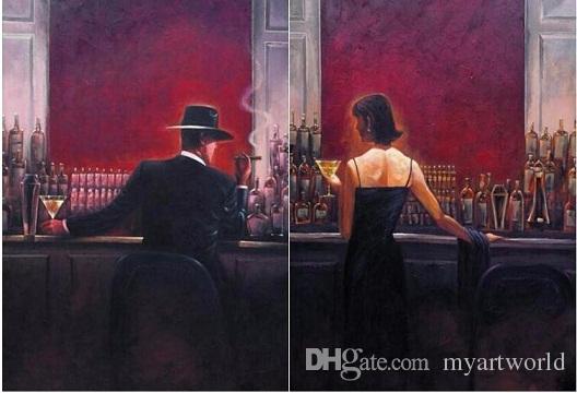 528x360 Best Framed Of The Cigar Bar Men And Women,pure Hand Painted Pop - Painting Bar
