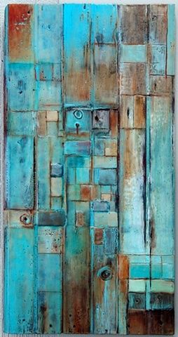 254x480 Encaustic Painting On Barn Wood By Micki Buksar Cecil - Painting Barn Wood
