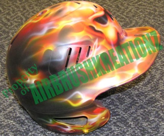 535x444 Custom Airbrush Designs On Baseball Helmets, Softball Helmets - Painting Baseball Helmets