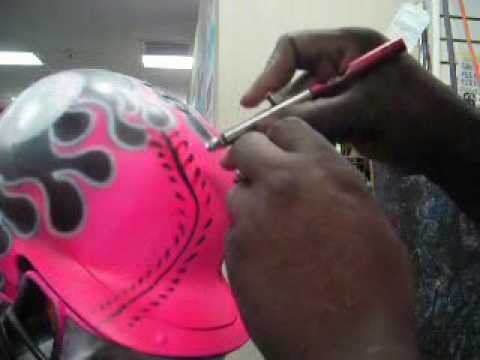 480x360 Airbrushing A Baseball Helmet - Painting Baseball Helmets