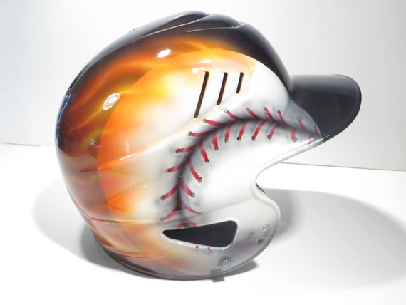 570x428 Custom Airbrushed Batting Helmet Painting Your Helmet Etsy - Painting Baseball Helmets