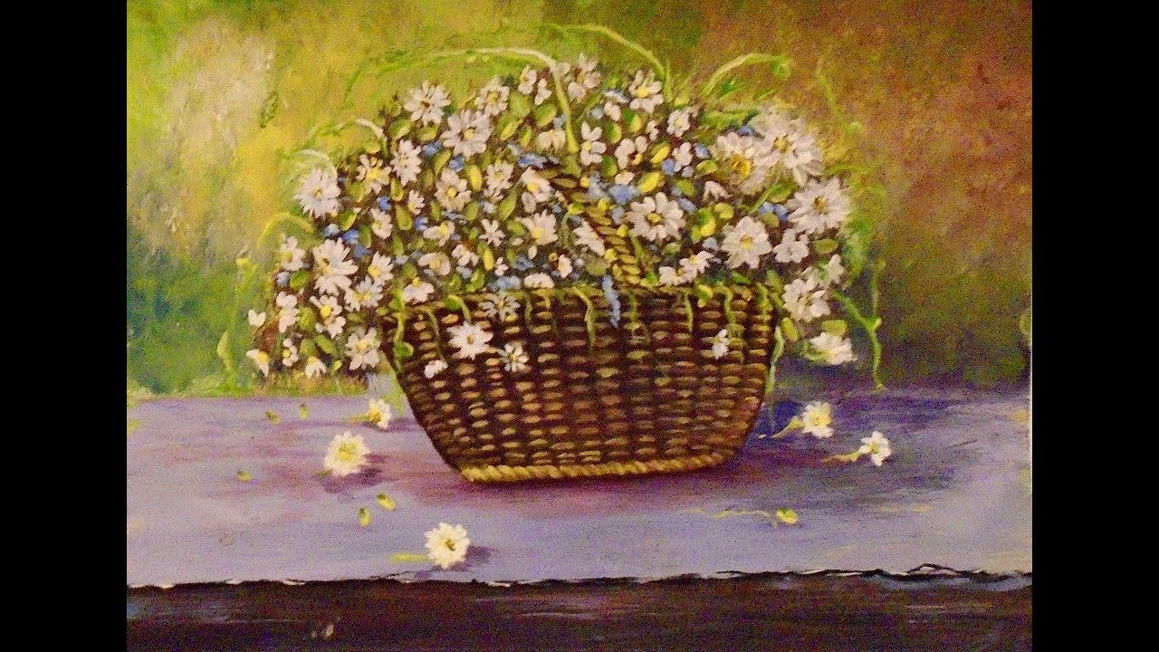 1280x720 How To Paint Daisies In A Basket With Acrylic Painting - Painting Basket