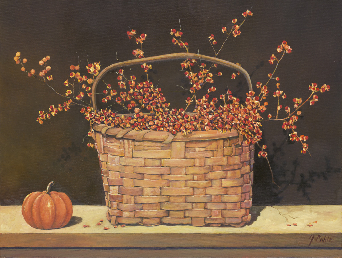 1200x904 Still Life Oil Paintings Basket Of Bittersweet By Jerry Cable Studio - Painting Basket