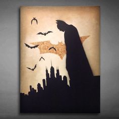 236x236 Batman Canvas Painting Yellow Black Batman Bat Paint - Painting Batman