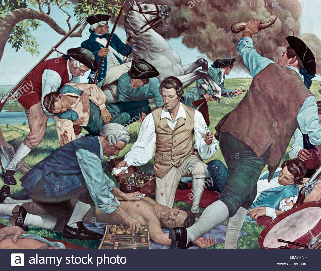 1300x1098 Treating Wounded At Battle Of Bunker Hill By Robert Thom, Painting - Painting Battle Of Bunker Hill