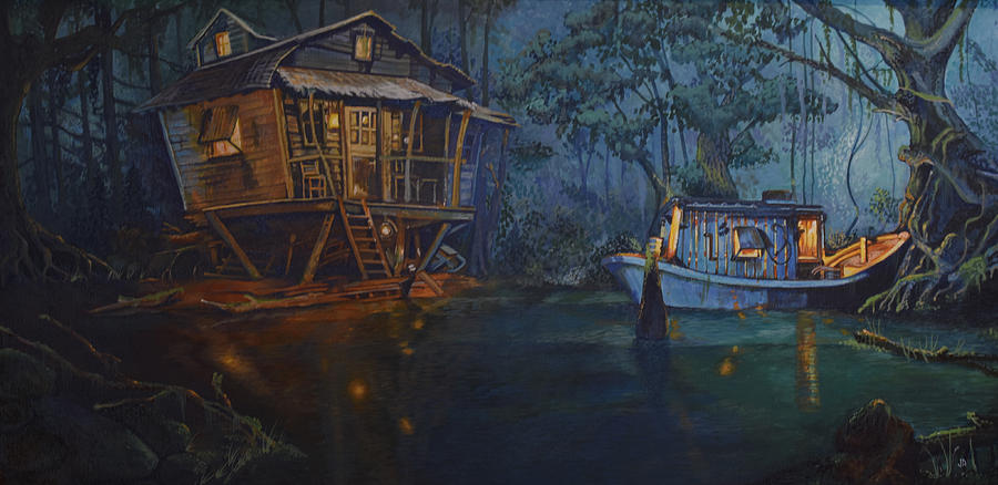 900x438 View From The Blue Bayou Painting By John Alexopoulos - Painting Bayou