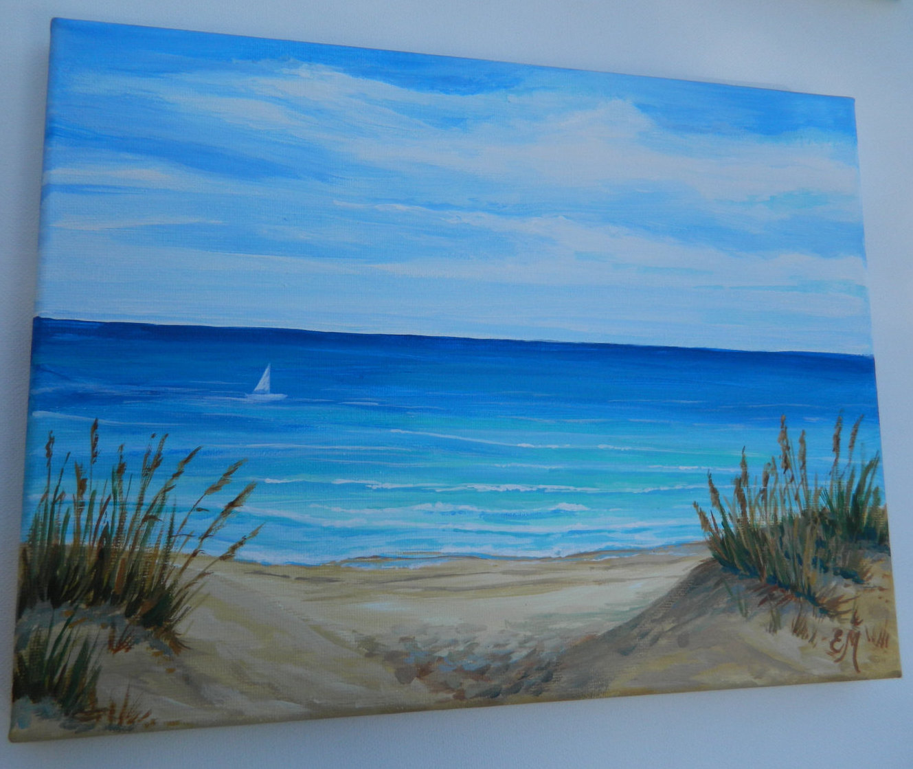 1329x1119 Original Beach Painting Seascape Painting Florida Beach - Painting Beach Sand