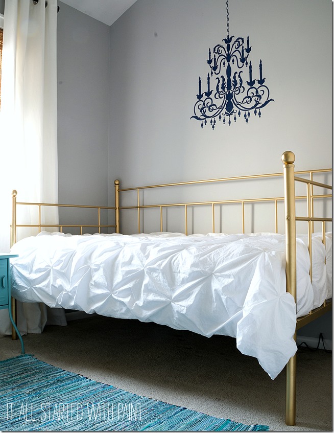 654x847 Gold Bed Frame Created With Spray Paint - Painting Beds