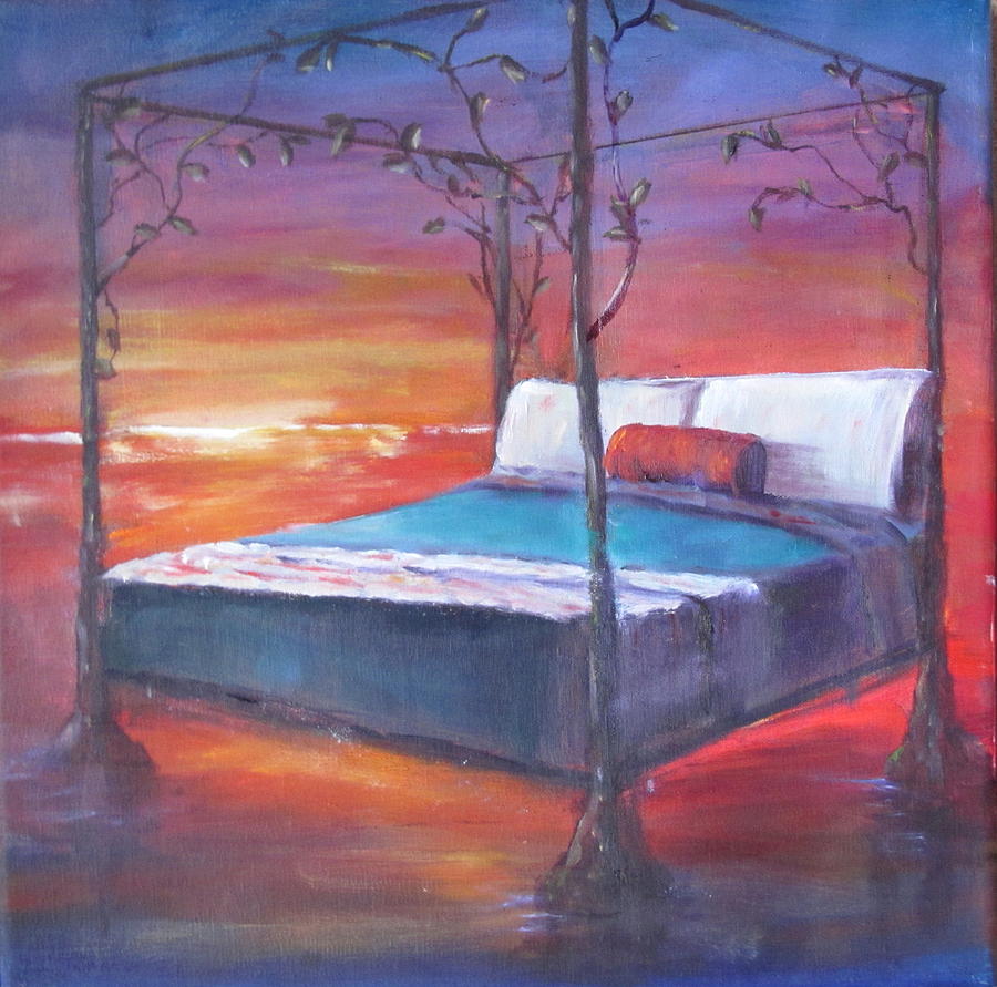 900x891 Water Bed Painting By Sarah Barnaby - Painting Beds