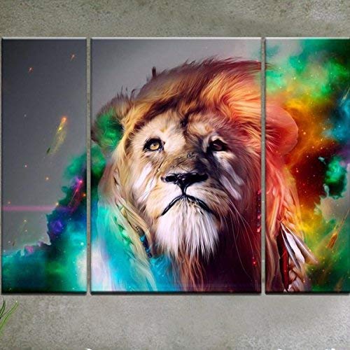 500x500 Rain Queen Modern Abstract Art Colorful Lion Oil Paintings - Painting Big