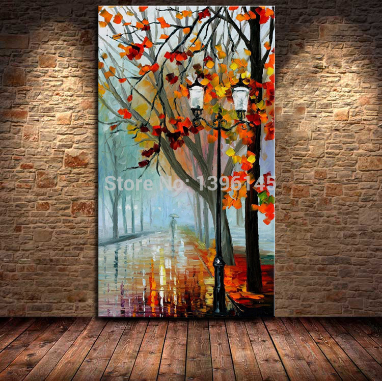 750x748 Big Size Hand Painted Beautiful Maple Tree Road Avenue Landscape - Painting Big