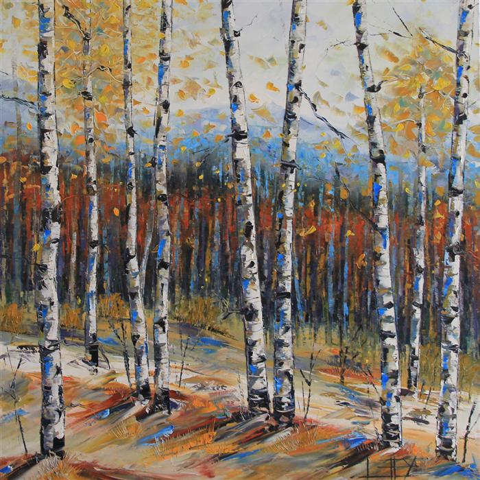 700x700 Birch Trees Of Fall Lisa Elley - Painting Birch