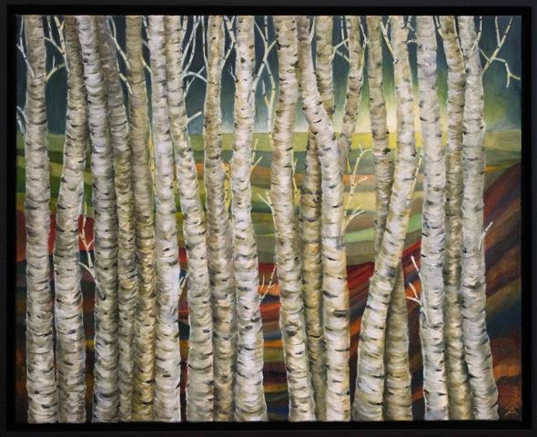 590x480 Oil Painting - Painting Birch