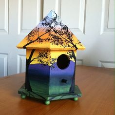 236x236 Hand Painted, Log Cabin Lodge Inspired Birdhouse, By Alicia Frank - Painting Birdhouses