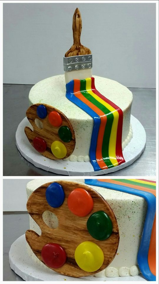 540x960 Paint Brush Birthday Cake - Painting Birthday Cake