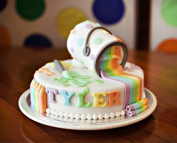 600x484 Paint My World Rainbow First Birthday {Pantone Inspired - Painting Birthday Cake