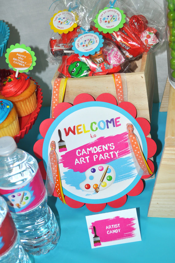 570x858 Artist Party Door Sign - Painting Birthday Party