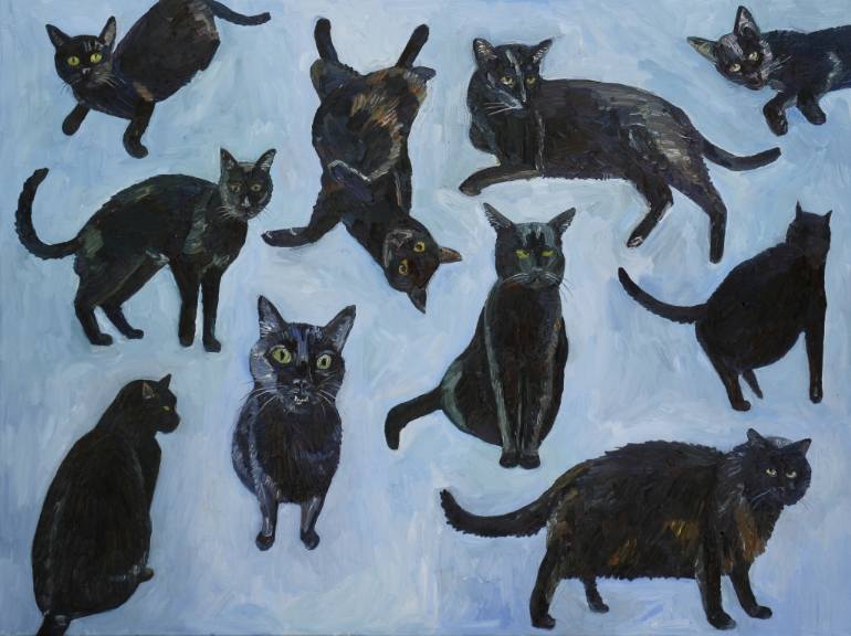 770x576 Saatchi Art Black Cats Painting By John Kilduff - Painting Black Cat