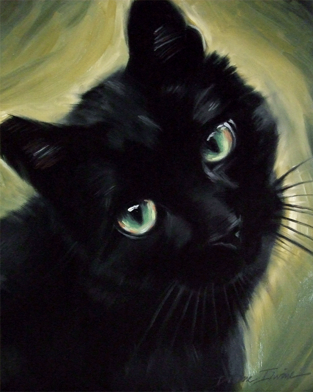 639x800 The Black Cat Paintings Of Diane Irvine Armitage Cat Paintings - Painting Black Cat
