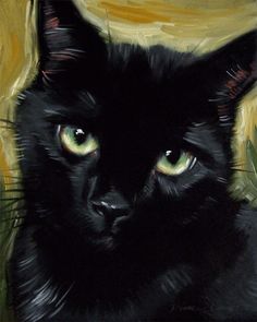 236x295 Black Cat Portrait - Painting Black Cat