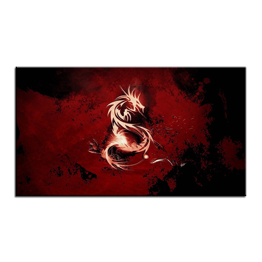 850x850 Large Size Printing Oil Painting Blood Red Dragon Wall Painting - Painting Blood