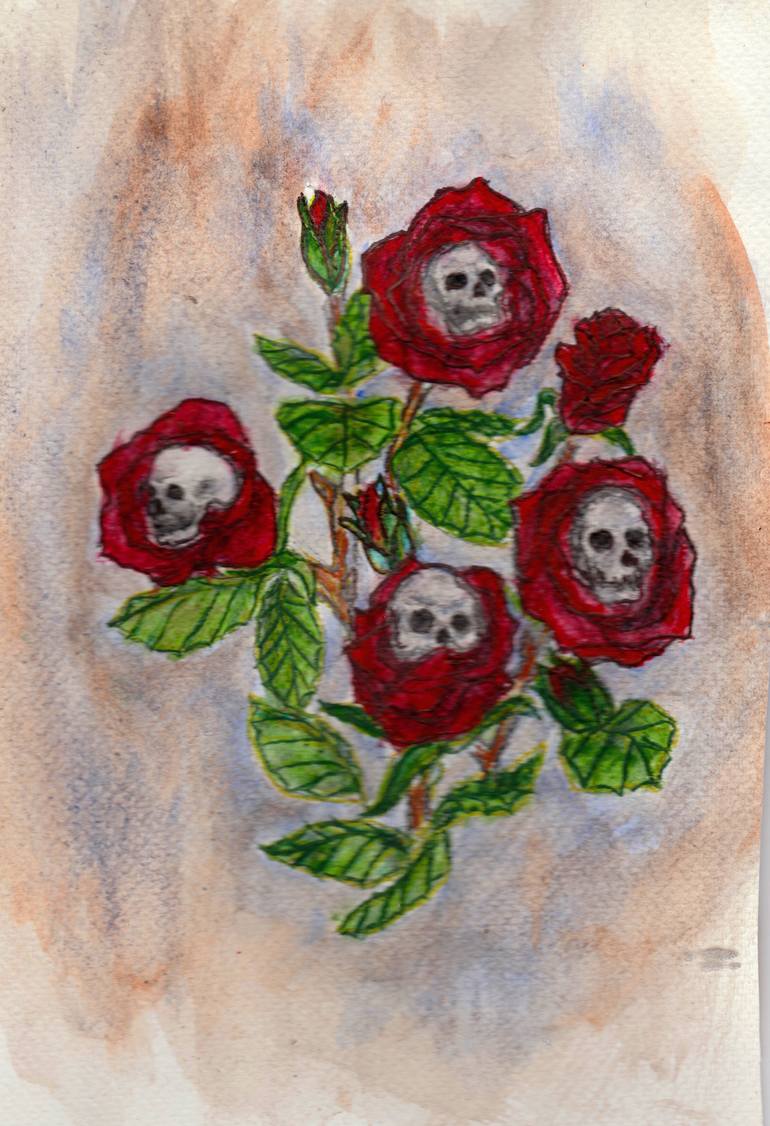 770x1126 Saatchi Art Blood And Roses Painting By Jen Hallbrown - Painting Blood