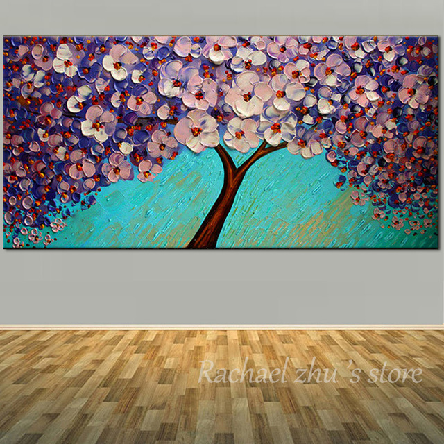 640x640 Large Size Hand Painted Abstract Blooming Pink Flower Canvas Oil - Painting Blooming