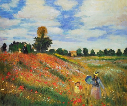 515x429 Poppies Blooming, 1873 By Claude Monet Oil Painting Reproductions - Painting Blooming
