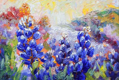 400x268 Niki Gulley Palette Knife Bluebonnet Painting By Texas Artist - Painting Bluebonnets