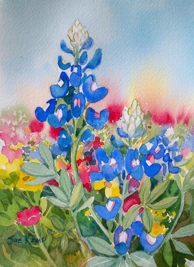 656x900 Bluebonnets Painting By Sue Kemp - Painting Bluebonnets