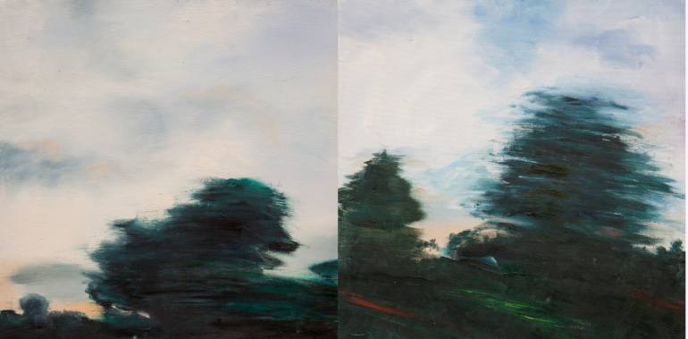 770x379 Saatchi Art Tree Blur Diptych Painting By Dave Thomas - Painting Blur