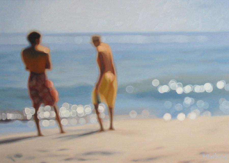 900x643 Blurry Paintings Of People On The Beach Fubiz Media - Painting Blur