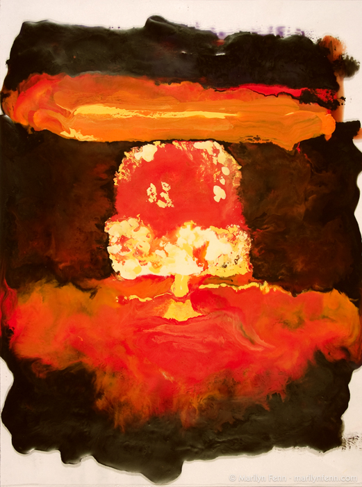521x700 Nuclear Bomb Castle Romeo Small Landscape Encaustic Painting By - Painting Bomb