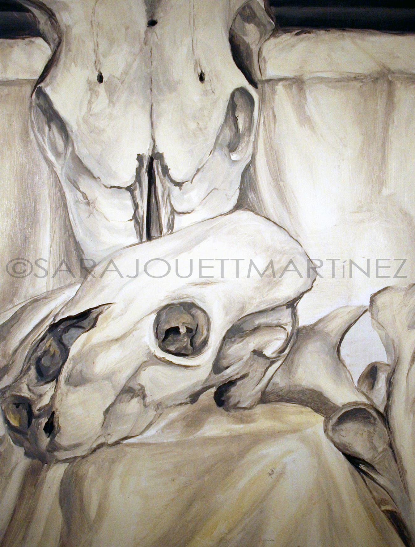 1343x1770 Bone On Bone Oil Painting On Paper - Painting Bone