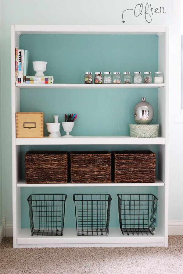 600x900 What A Difference Paint Makes. Plain Bookcase To Pretty House - Painting Bookshelves