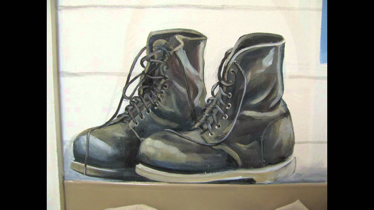 1280x720 Painting Of An Old Pair Of Boots - Painting Boots