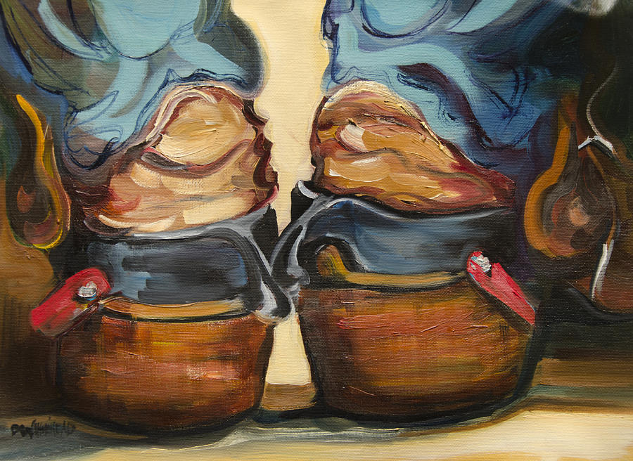 900x656 Pair Of Boots Painting By Diane Whitehead - Painting Boots